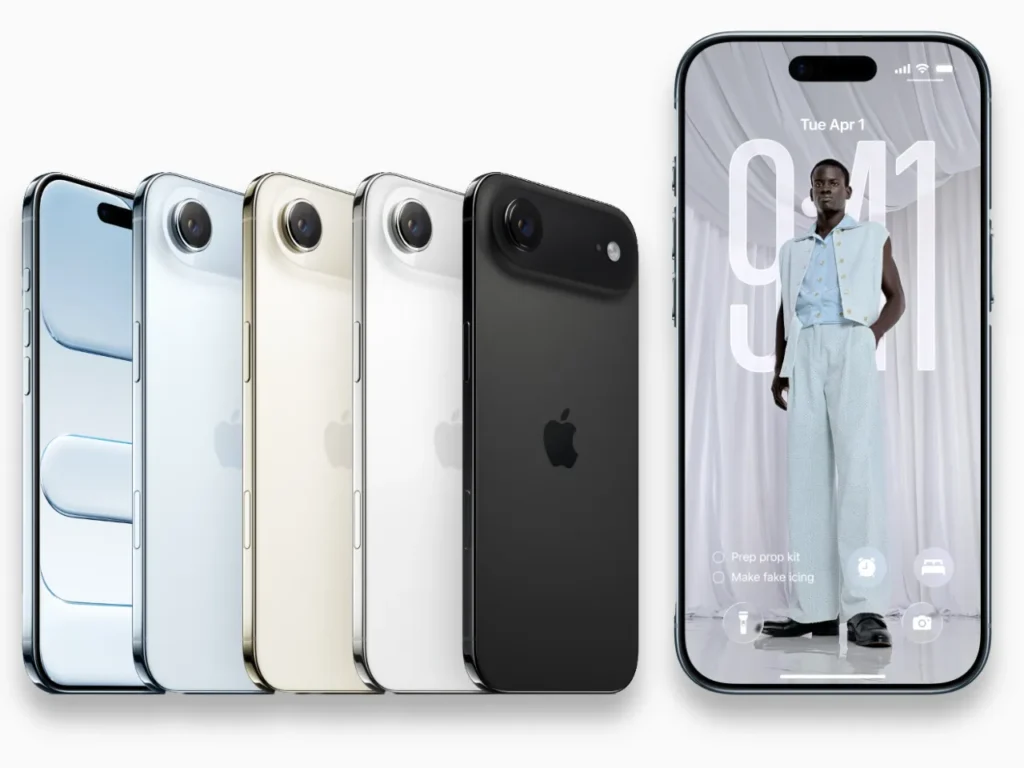 a row of cell phones. Apple iPhone Air. {Tech} for Travel. https://techfortravel.co.uk