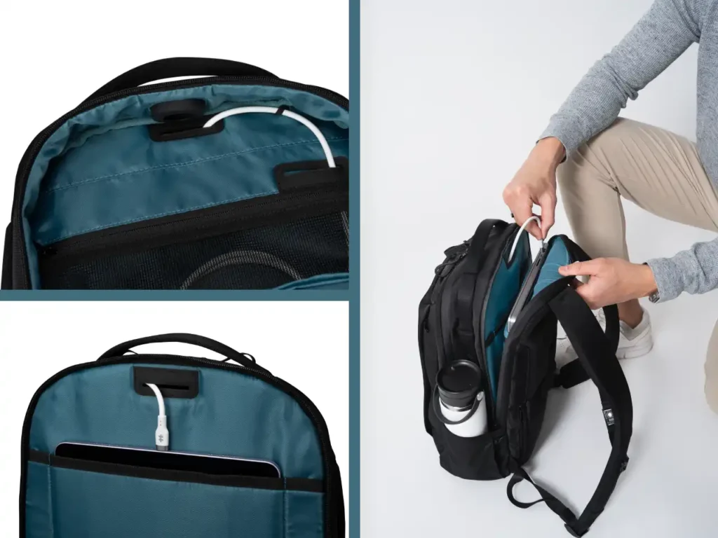a person sitting on the floor with a backpack. HyperPack Tech Backpack. {Tech} for Travel. https://techfortravel.co.uk
