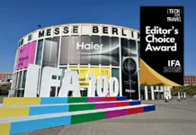 The Smartest Travel Accessories We Found at IFA 2025 a large building with a sign in front of it