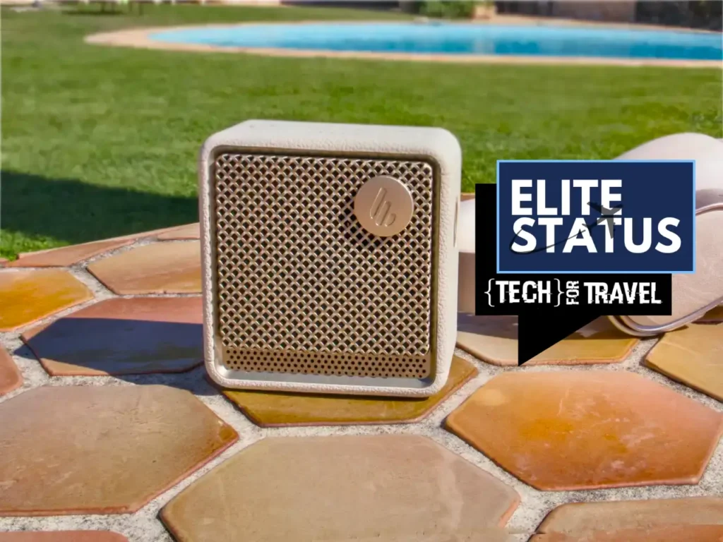 Edifier ES20 Speaker 2025 Elite Status – {Tech} for Travel a speaker on a tile surface. Edifier ES20 Speaker Review. {Tech} for Travel. https://techfortravel.co.uk
