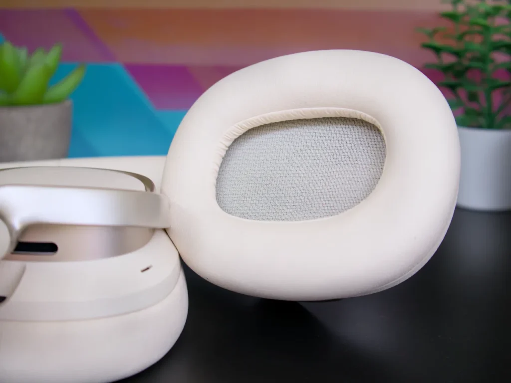 a white headphones on a black surface. Edifier ES850NB Headphones Review. {Tech} for Travel. https://techfortravel.co.uk