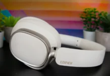 Edifier ES850NB Headphones Review: Meet the King of Comfort a white headphones on a table. Edifier ES850NB Headphones Review