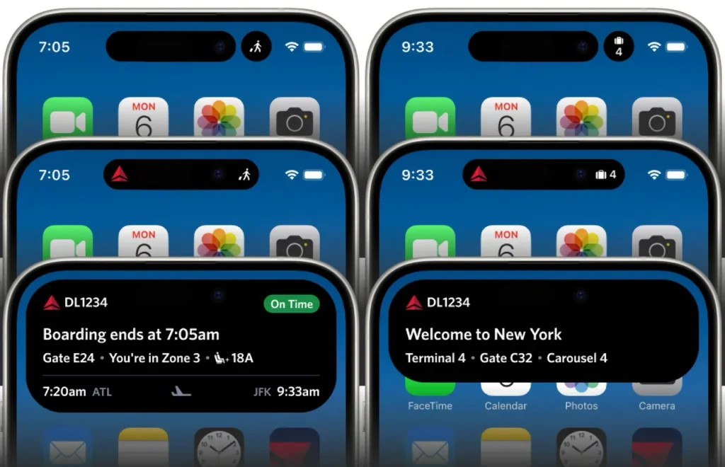 Fly Delta App version 75 – {Tech} for Travel a group of cell phones with a blue screen. Delta App. {Tech} for Travel. https://techfortravel.co.uk
