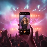 a person holding a cell phone with a microphone in front of a crowd. OPPO Find X9 Series. {Tech} for Travel. https://techfortravel.co.uk