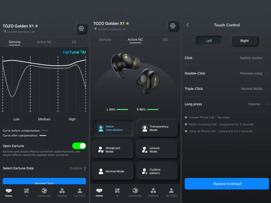 TOZO App – {Tech} for Travel a screenshot of a device. TOZO Golden X1 Review. {Tech} for Travel. https://techfortravel.co.uk