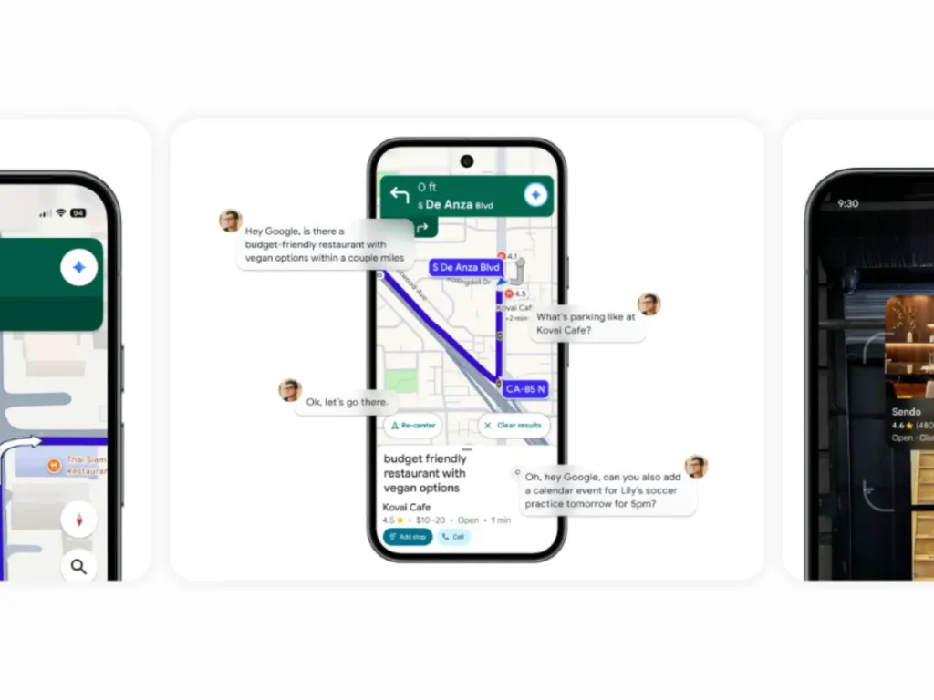 a screenshot of a cell phone. Google Maps Gemini update. {Tech} for Travel. https://techofrtravel.co.uk