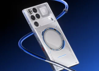 REDMAGIC 11 Pro Performance Boosted by Snapdragon 8 Elite a silver rectangular device with round buttons and a blue tube. REDMAGIC 11 Pro. {Tech} for Travel. https://techfortravel.co.uk