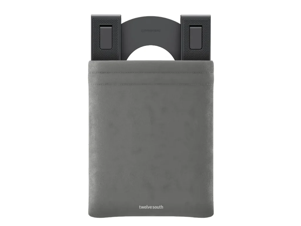 Twelve South Curve Mini Travel pouch – {Tech} for Travel a grey pouch with two black handles. Twelve South Curve Mini. {Tech} for Travel. https://techfortravel.co.uk