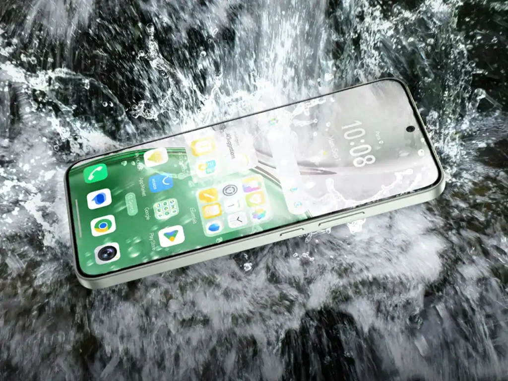 a cell phone with water splashing. HONOR Magic8 LIte. {Tech} for Travel. https://techfortravel.co.uk