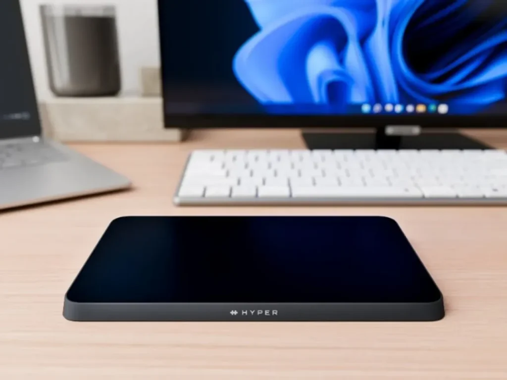 Hyper TrackPad Pro – {Tech} for Travel a computer on a desk. CES 2026 News. Hyper and Targus. {Tech} for Travel. https://techfortravel.co.uk