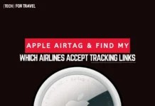 Which airlines accept Apple Find My links when bags go missing? a close up of a logo. Apple Find My network. {Tech} for Travel. https://techfortravel.co.uk