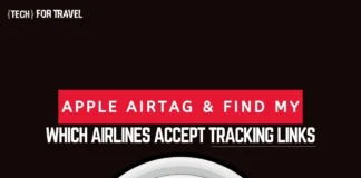 Which airlines accept Apple Find My links when bags go missing? a close up of a logo. Apple Find My network. {Tech} for Travel. https://techfortravel.co.uk