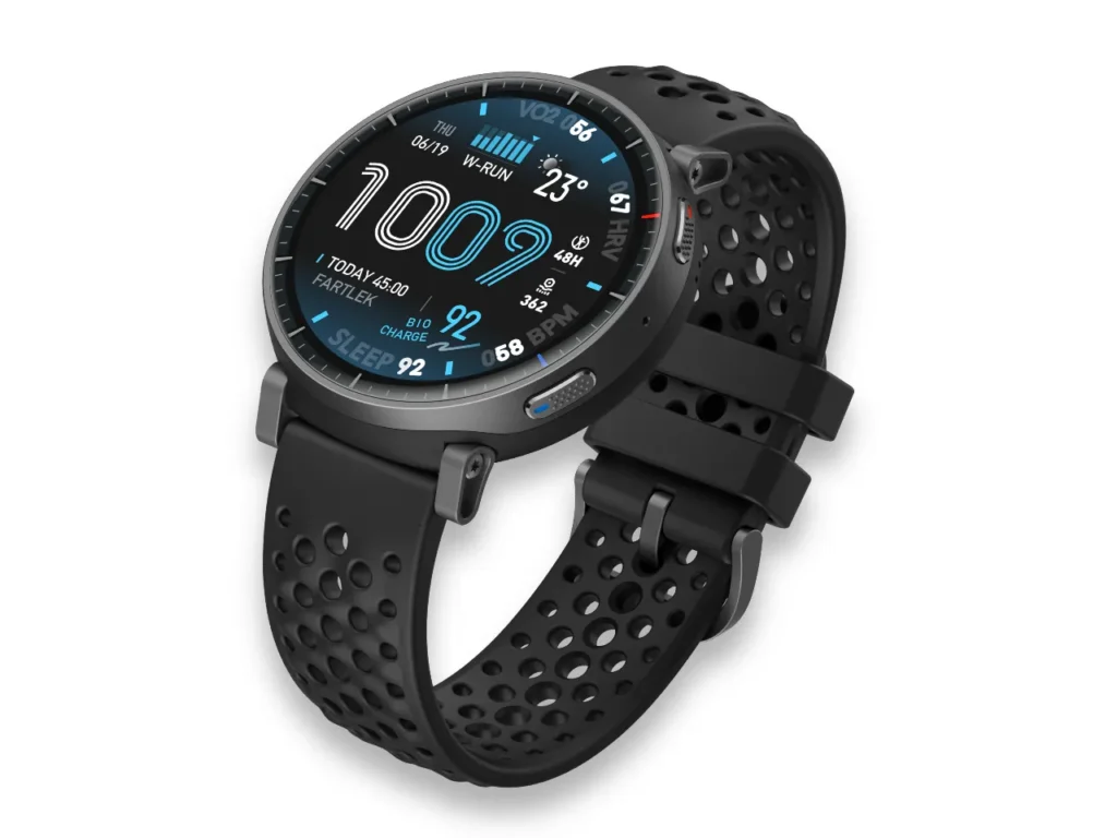 Amazfit Active Max Profile – {Tech} for Travel a black watch with a black band. Amazfit Active Max. {Tech} for Travel. https://techfortravel.co.uk