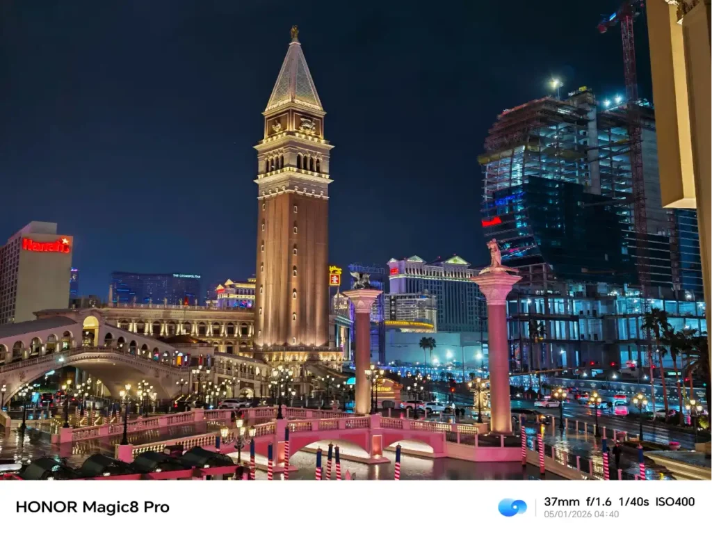 The Venetian Las Vegas with a tall tower and columns