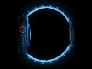 a close up of a watch. Nomad Goods Icy Blue Limited Edition Apple Watch Band. {Tech} for Travel. https://techfortravel.co.uk