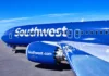 Southwest Starlink WiFi integration begins at pace this summer a blue airplane with white text on it. Southwest Starlink Wifi. {Tech} for Travel. https://techfortravel.co.uk